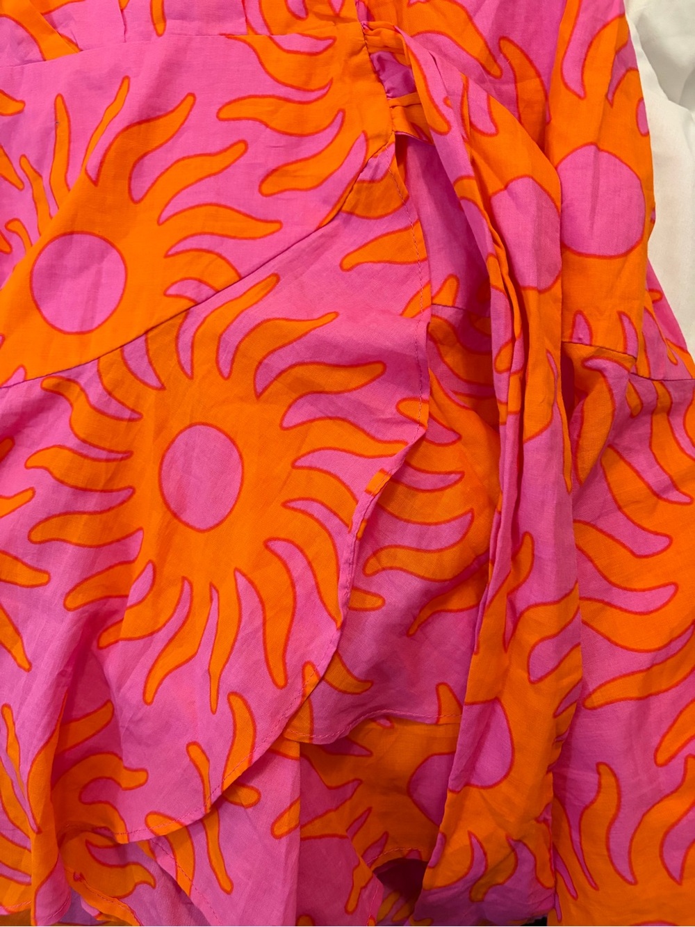 J. Marie Pink & Orange Sunburst Wrap Mini Romper - NWT  size Large - Picture 11 of 16